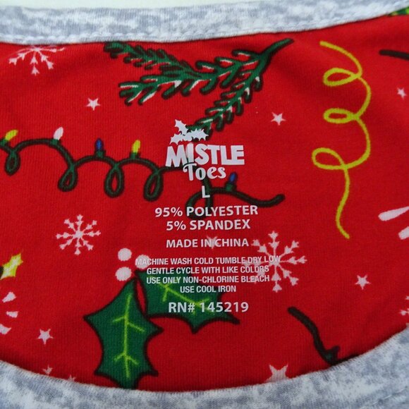 Mistle Toes Christmas Pajama Top Large SOFT! Christmas Vibes Only Heather Gray L - Picture 3 of 5